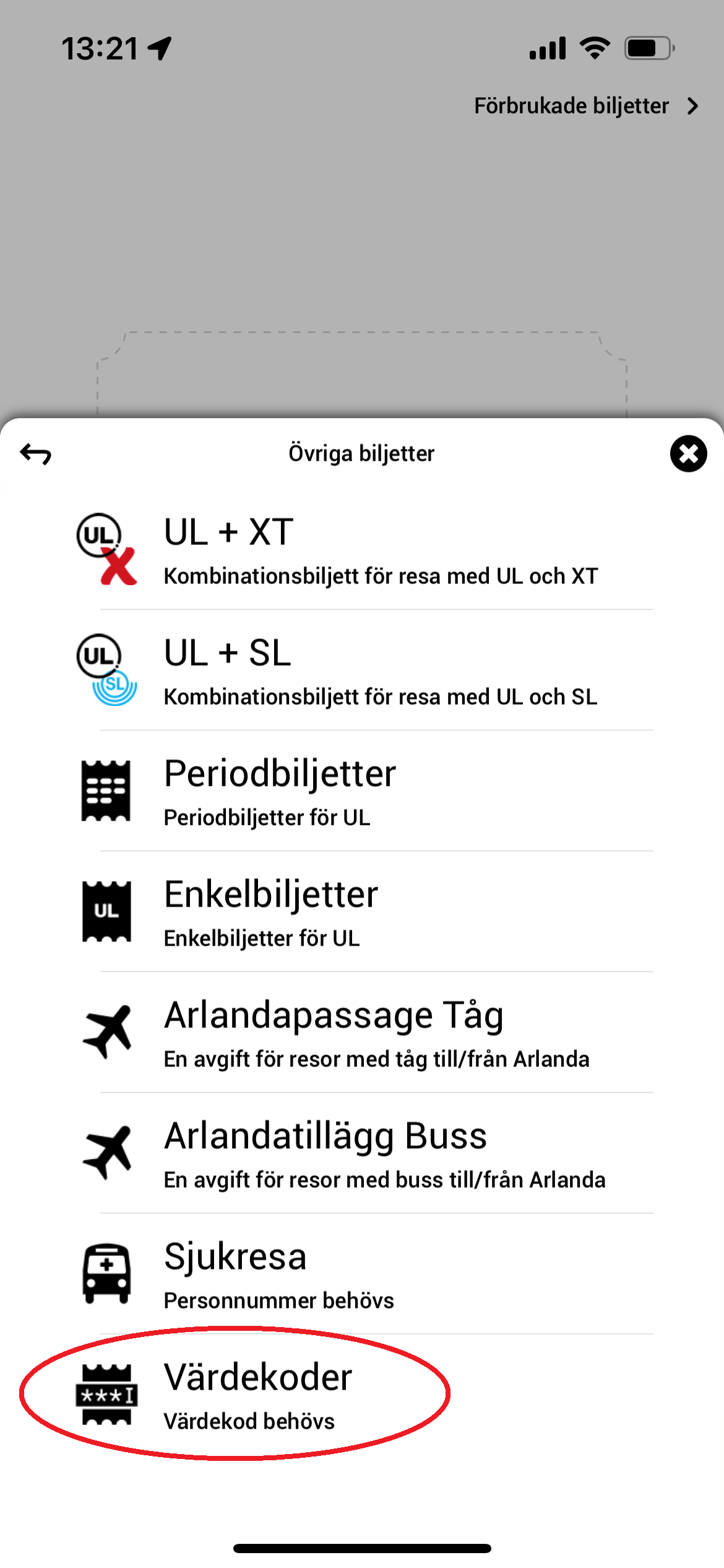 UL-app, värdekod