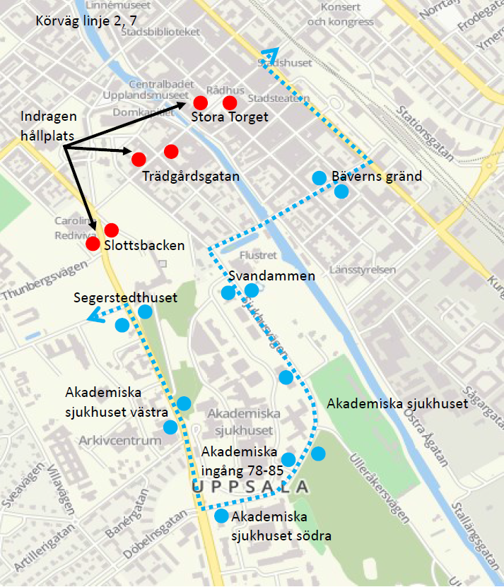 Ändrad körväg för linje 2 och 7 under valborg