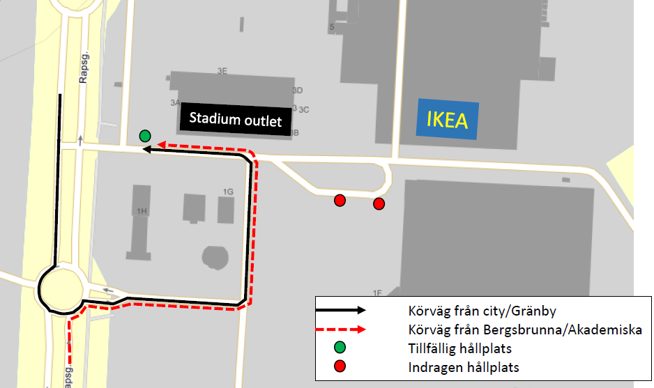 Ändrat hållplatsläge för linje 1 och 10