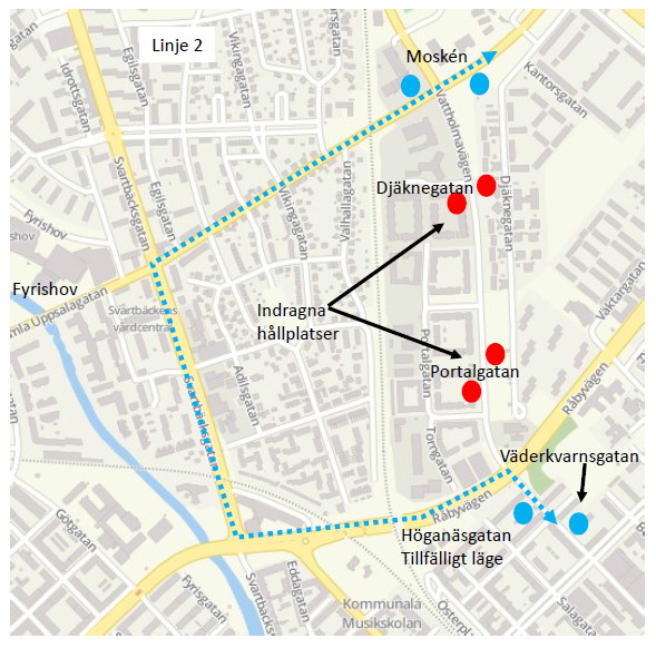 Linje 2 - Moskén och Höganäsgatan